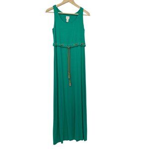 Chico's Maxi Stretch Sleeveless Braid Belt Dress Green Size 0 (4/6) Small